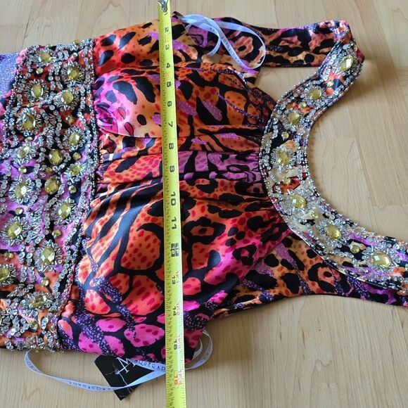 MASQUERADE Women's Maxi Dress Embellished Size 9/10 Multicolor Animal Print Glam - Picture 10 of 12